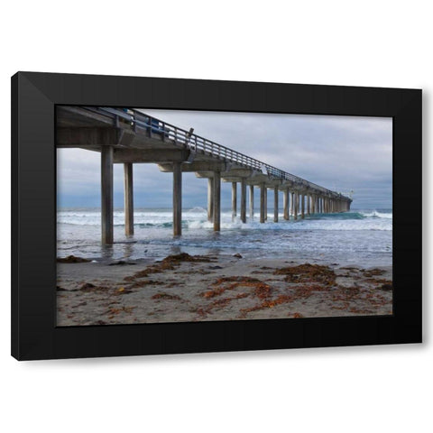 Scripps Pier II Black Modern Wood Framed Art Print with Double Matting by Peterson, Lee