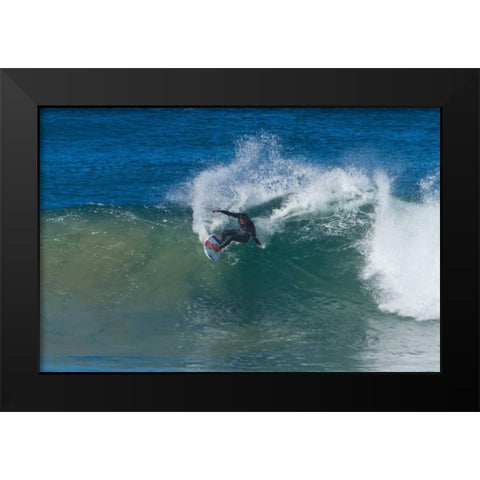 Surfing V Black Modern Wood Framed Art Print by Peterson, Lee