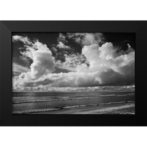 Clouds at the Beach Black Modern Wood Framed Art Print by Peterson, Lee