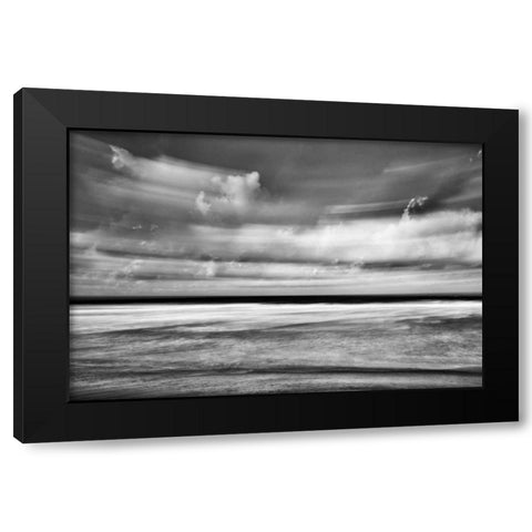 Beach in Motion BW Black Modern Wood Framed Art Print by Peterson, Lee