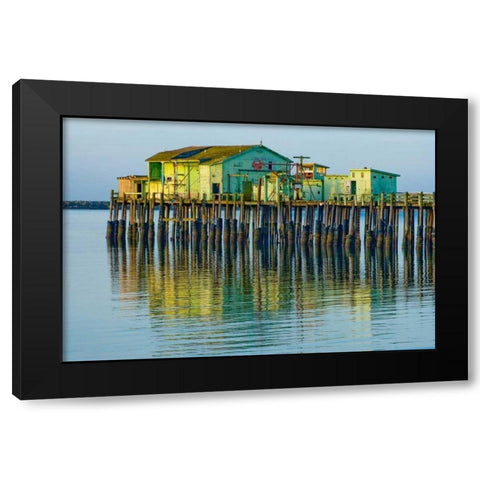 Half Moon Bay Pier Black Modern Wood Framed Art Print by Peterson, Lee