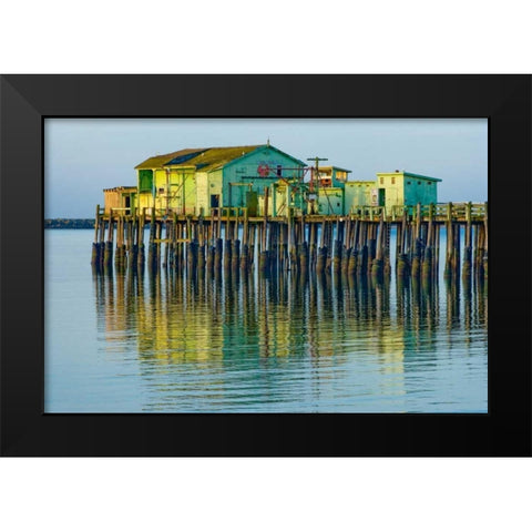 Half Moon Bay Pier Black Modern Wood Framed Art Print by Peterson, Lee