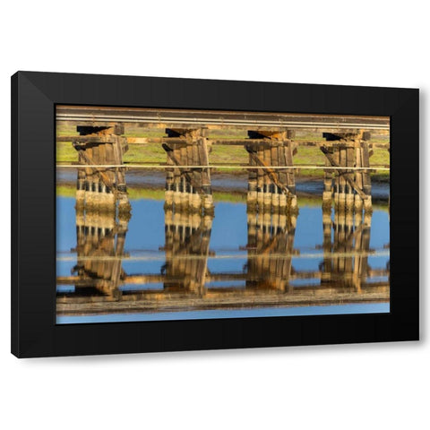 Railroad Bridge Reflection Black Modern Wood Framed Art Print by Peterson, Lee