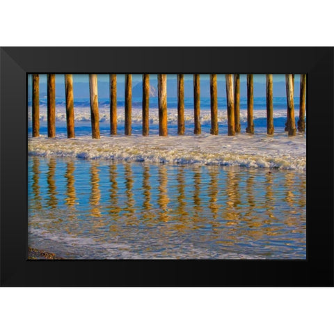 Pier Reflections I Black Modern Wood Framed Art Print by Peterson, Lee