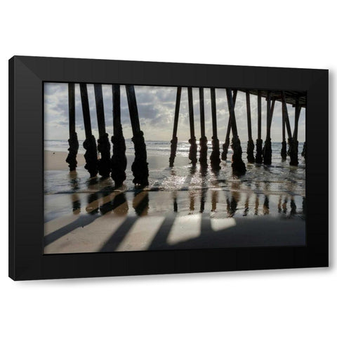 Pier Silhouette I Black Modern Wood Framed Art Print with Double Matting by Peterson, Lee
