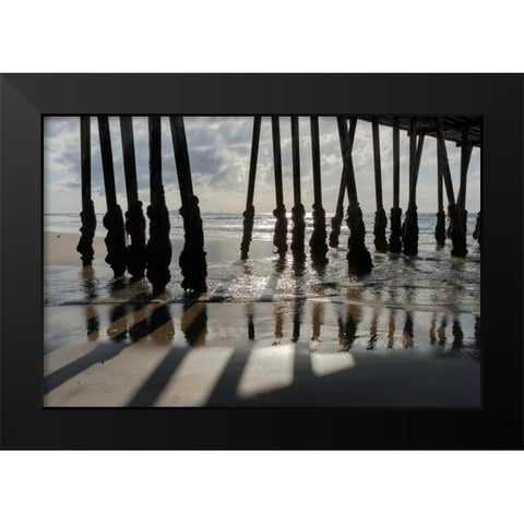 Pier Silhouette I Black Modern Wood Framed Art Print by Peterson, Lee