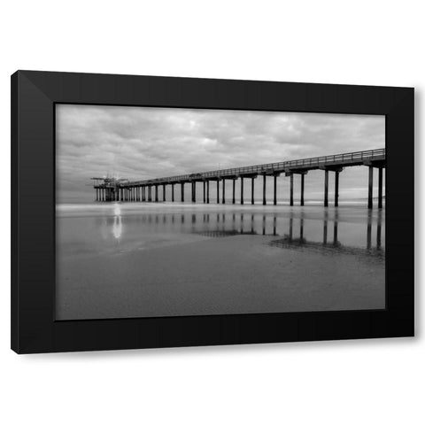 Scripps Pier BW II Black Modern Wood Framed Art Print with Double Matting by Peterson, Lee