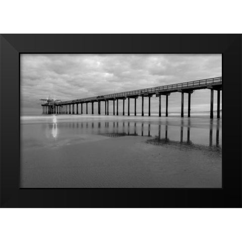 Scripps Pier BW II Black Modern Wood Framed Art Print by Peterson, Lee