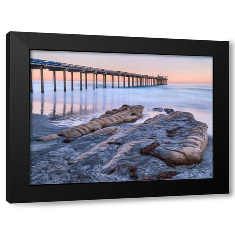 Scripps Pier III Black Modern Wood Framed Art Print with Double Matting by Peterson, Lee