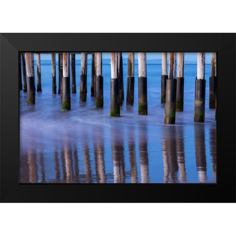 Ventura Pier Reflections II Black Modern Wood Framed Art Print by Peterson, Lee