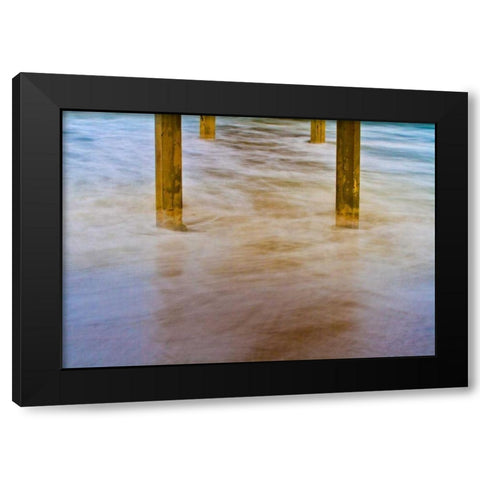 Under Ocean Beach Pier Black Modern Wood Framed Art Print by Peterson, Lee