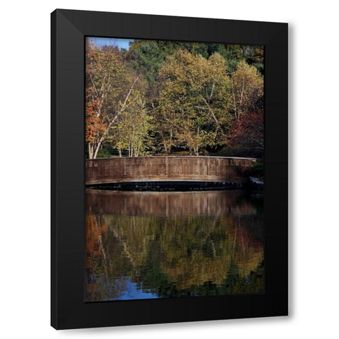 Bridge in Fall I Black Modern Wood Framed Art Print with Double Matting by Putman, Tammy