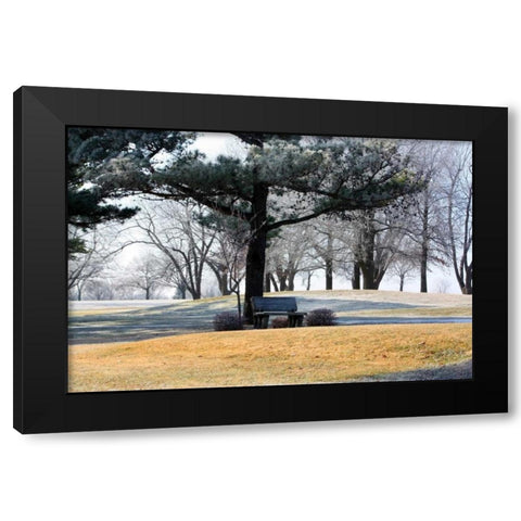 Bench II Black Modern Wood Framed Art Print with Double Matting by Putman, Tammy