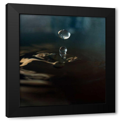 Blue Drop I Black Modern Wood Framed Art Print with Double Matting by Putman, Tammy