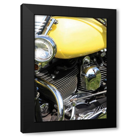 Yellow Motorcycle Black Modern Wood Framed Art Print with Double Matting by Putman, Tammy