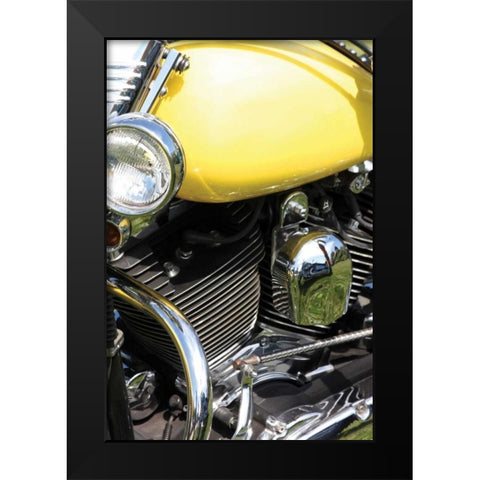 Yellow Motorcycle Black Modern Wood Framed Art Print by Putman, Tammy