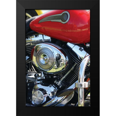 Red Motorcycle Black Modern Wood Framed Art Print by Putman, Tammy