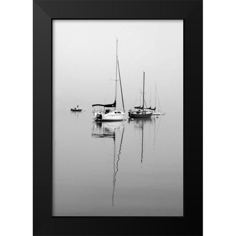 Red Sailboat II Black Modern Wood Framed Art Print by Putman, Tammy