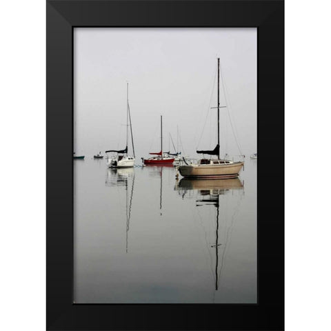 Red Sailboat I Black Modern Wood Framed Art Print by Putman, Tammy