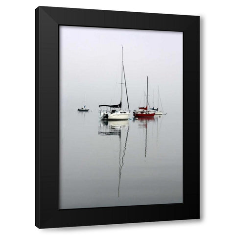 Red Sailboat II Black Modern Wood Framed Art Print by Putman, Tammy