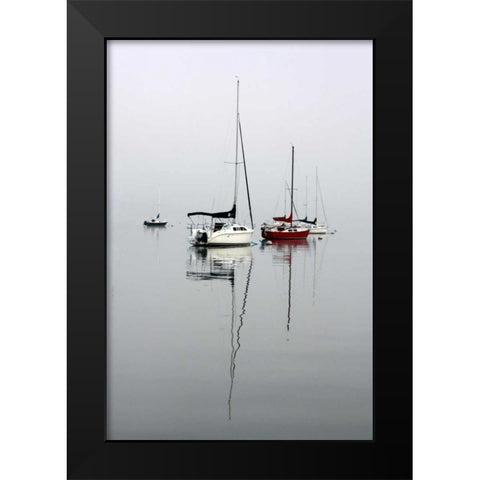 Red Sailboat II Black Modern Wood Framed Art Print by Putman, Tammy