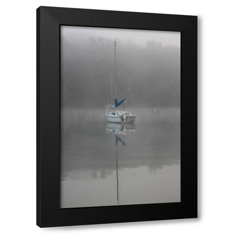 Blue Sail Black Modern Wood Framed Art Print by Putman, Tammy