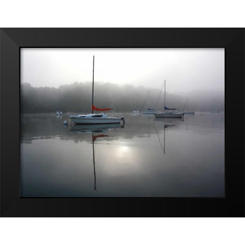 Red Sail Black Modern Wood Framed Art Print by Putman, Tammy