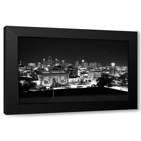Kansas City at Night Black Modern Wood Framed Art Print with Double Matting by Putman, Tammy