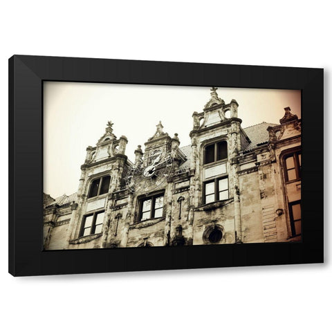 The Clock Black Modern Wood Framed Art Print by Putman, Tammy
