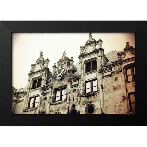 The Clock Black Modern Wood Framed Art Print by Putman, Tammy