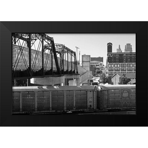 Bridge over the Train Black Modern Wood Framed Art Print by Putman, Tammy