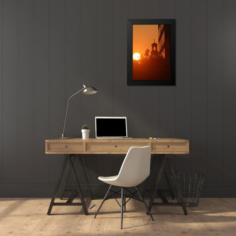 Sunrise Cross Black Modern Wood Framed Art Print by Putman, Tammy