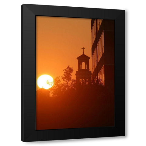 Sunrise Cross Black Modern Wood Framed Art Print with Double Matting by Putman, Tammy