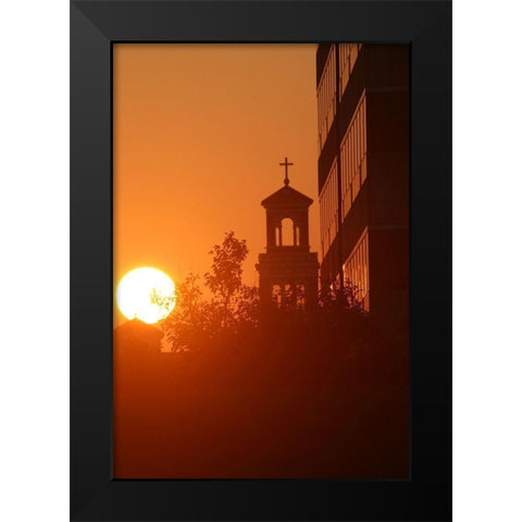 Sunrise Cross Black Modern Wood Framed Art Print by Putman, Tammy