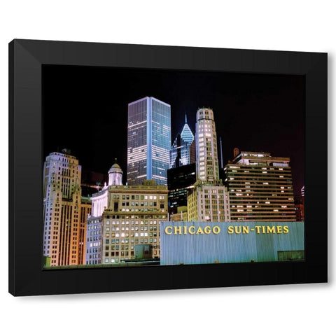 Chicago at Night I Black Modern Wood Framed Art Print with Double Matting by Stefko, Bob