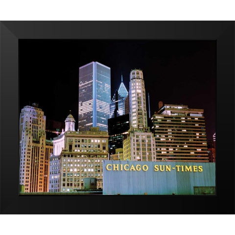 Chicago at Night I Black Modern Wood Framed Art Print by Stefko, Bob