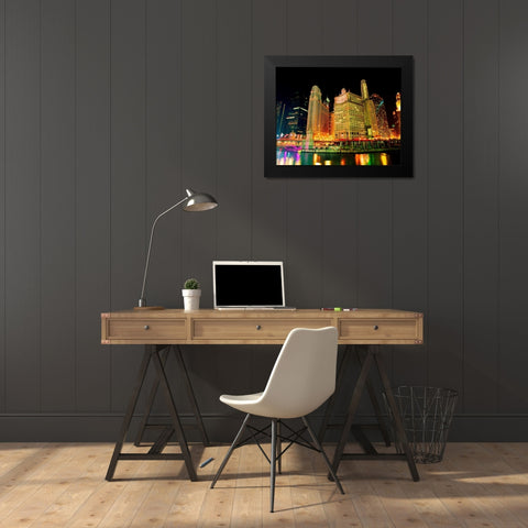 Chicago at Night II Black Modern Wood Framed Art Print by Stefko, Bob