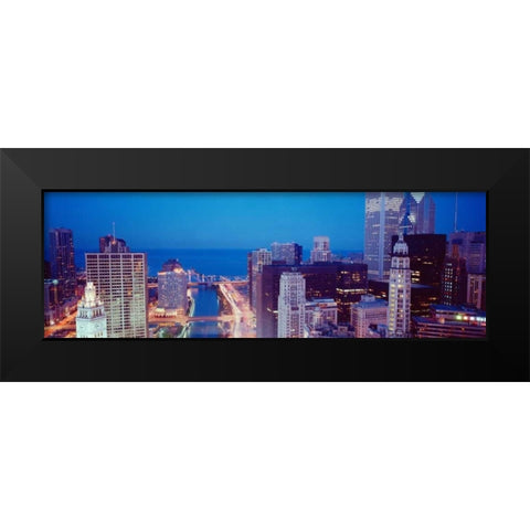 Chicago Skyline II Black Modern Wood Framed Art Print by Stefko, Bob