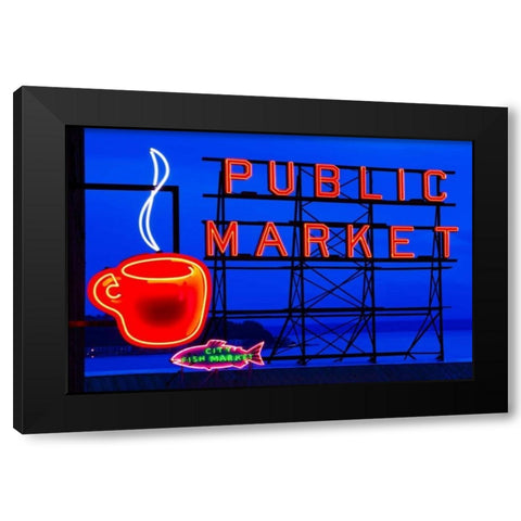 Public Market Sign I Black Modern Wood Framed Art Print by Stefko, Bob
