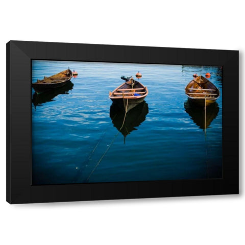 Fishing Boats II Black Modern Wood Framed Art Print with Double Matting by Stefko, Bob
