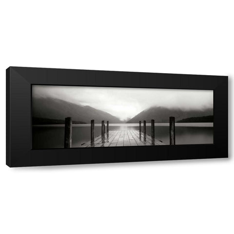 Serene Dock BW I Black Modern Wood Framed Art Print with Double Matting by Stefko, Bob