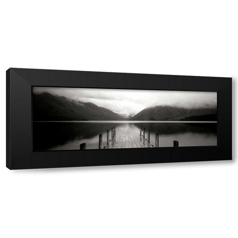 Serene Dock BW II Black Modern Wood Framed Art Print with Double Matting by Stefko, Bob