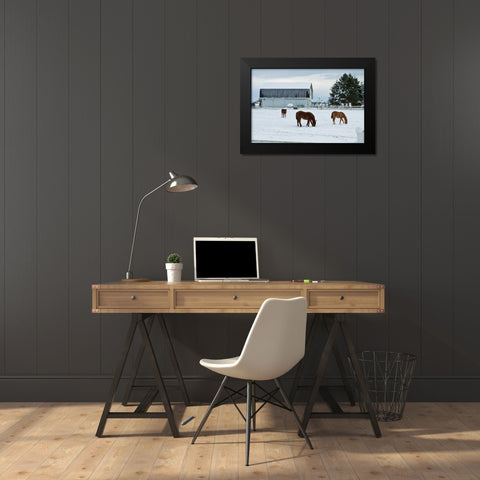 Grazing the Snow Black Modern Wood Framed Art Print by Styber, Dana