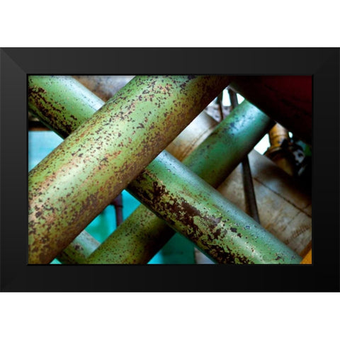 Transport Lines Black Modern Wood Framed Art Print by Styber, Dana