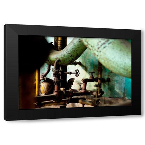 Pipe Junction Black Modern Wood Framed Art Print with Double Matting by Styber, Dana