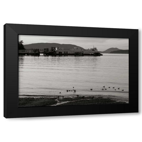 San Juan Ferry Dock I Black Modern Wood Framed Art Print with Double Matting by Styber, Dana