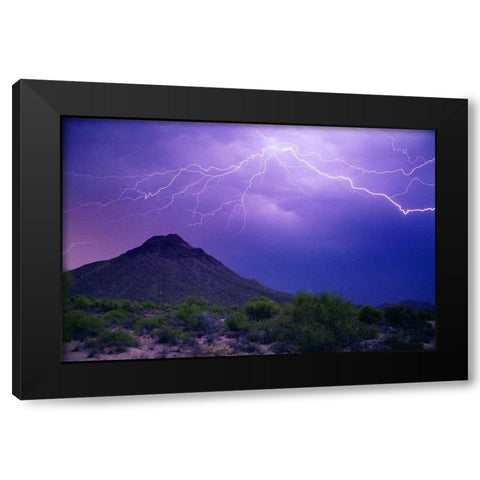 Mountain Lightning Black Modern Wood Framed Art Print with Double Matting by Taylor, Douglas
