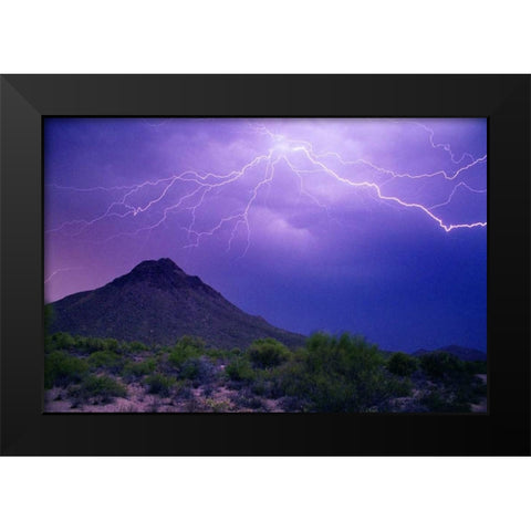 Mountain Lightning Black Modern Wood Framed Art Print by Taylor, Douglas