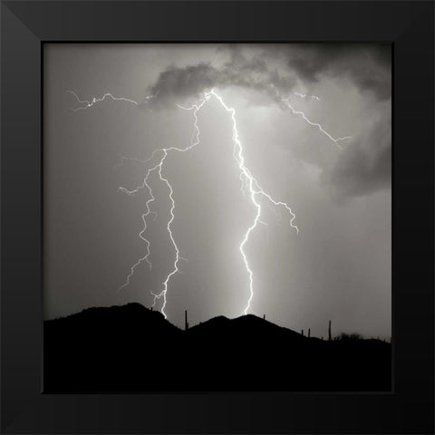 Summer Lightning I - BW Black Modern Wood Framed Art Print by Taylor, Douglas
