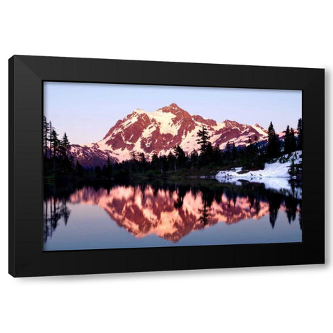 Mt. Shuksan Sunset Black Modern Wood Framed Art Print with Double Matting by Taylor, Douglas